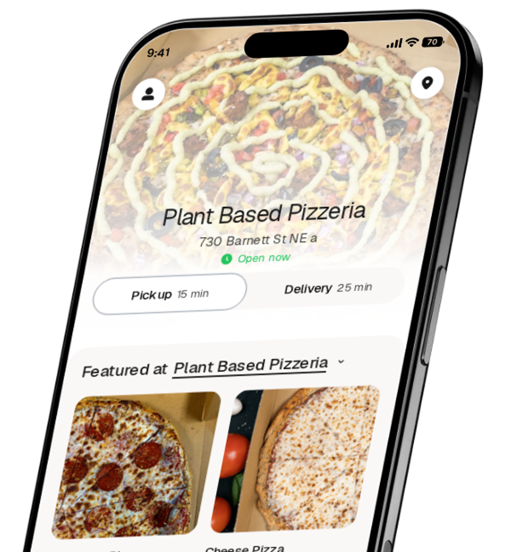 Plant Based Pizzeria app preview